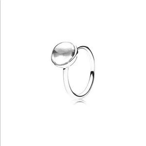 Pandora poetic droplets ring clear 925 silv 56 7.5